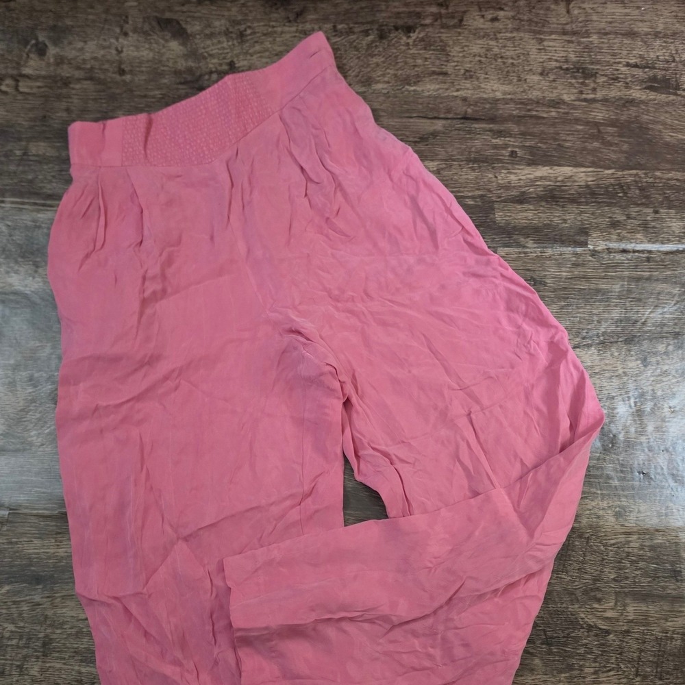 JO HARDIN Tapered Pants 25 small Pink Vintage High Waisted Smocked Elastic Waist